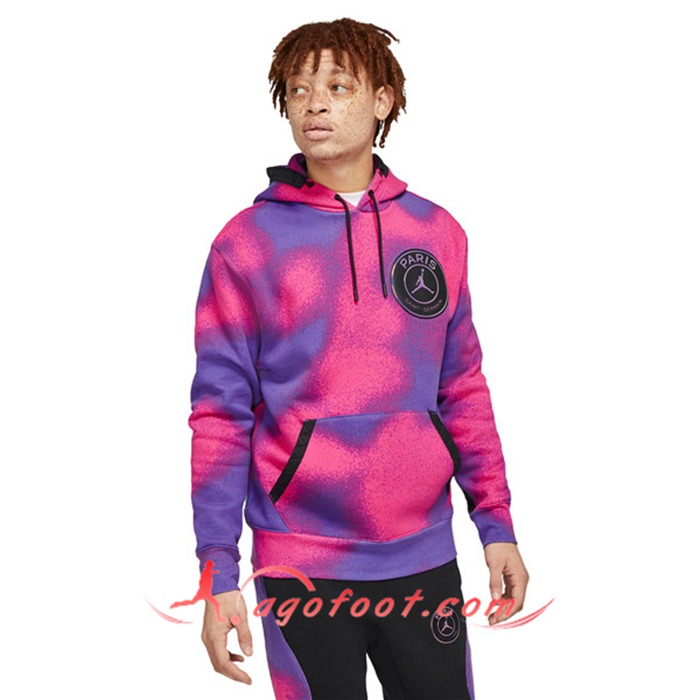 Sweatshirt Training Capuche Jordan PSG Bleu/Rose 2021/2022