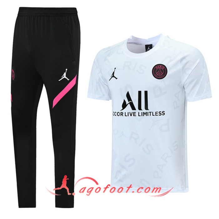 Ensemble Training T-Shirts PSG Jordan + Pantalon Blanc 2021/2022