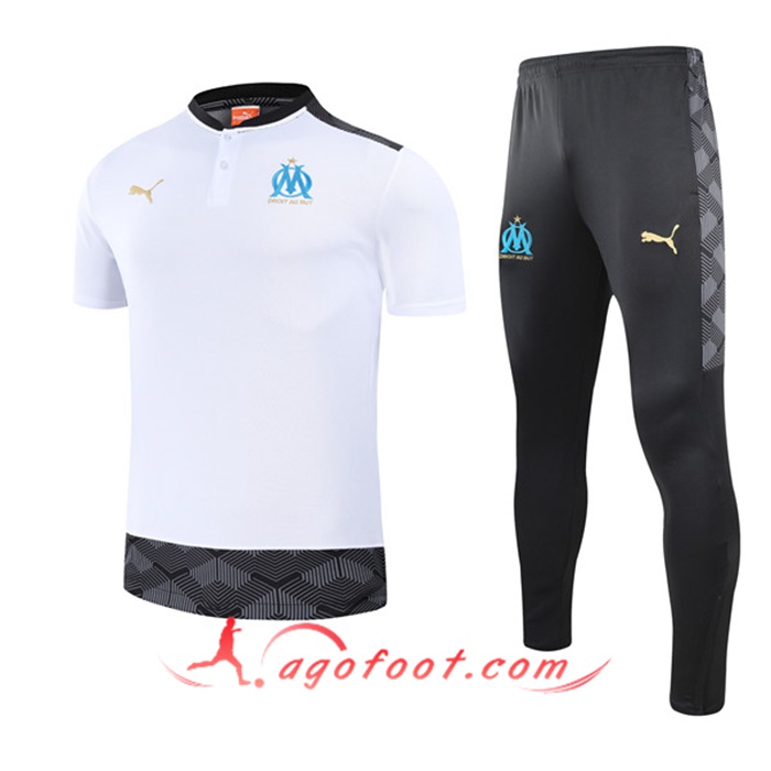 Ensemble Training T-Shirts Marseille OM + Pantalon Blanc 2021/2022