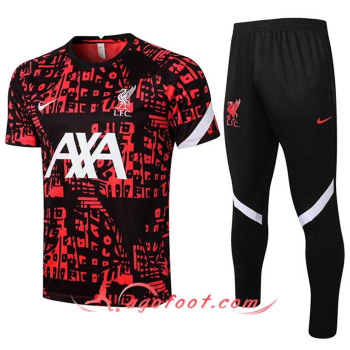 Ensemble Training T-Shirts FC Liverpool + Pantalon Rouge/Noir 2021/2022