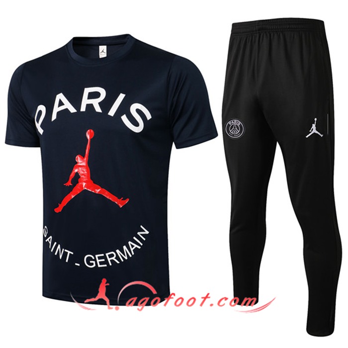 Ensemble Training T-Shirts PSG Jordan + Pantalon Noir/Blanc 2021/2022
