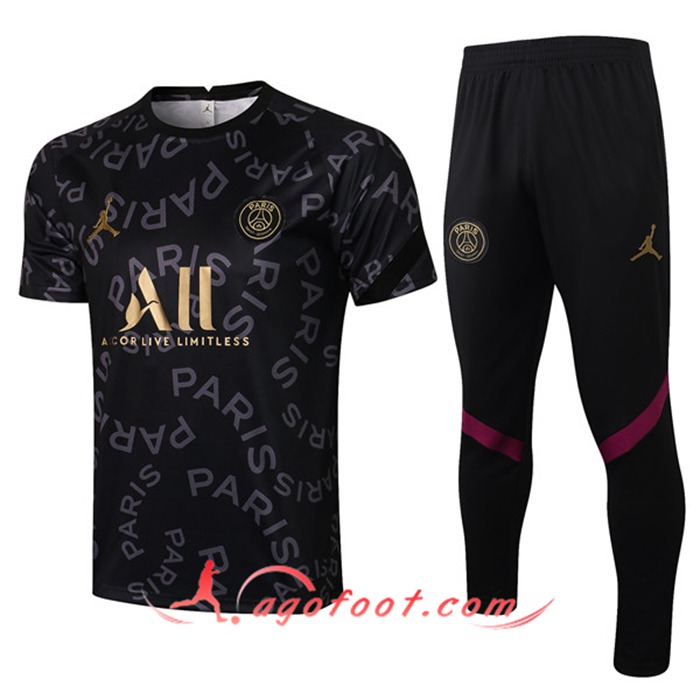 Ensemble Training T-Shirts PSG Jordan + Pantalon Noir 2021/2022