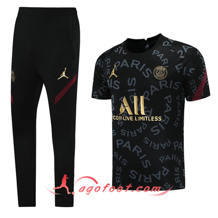 Ensemble Training T-Shirts PSG Jordan + Pantalon Noir 2021/2022