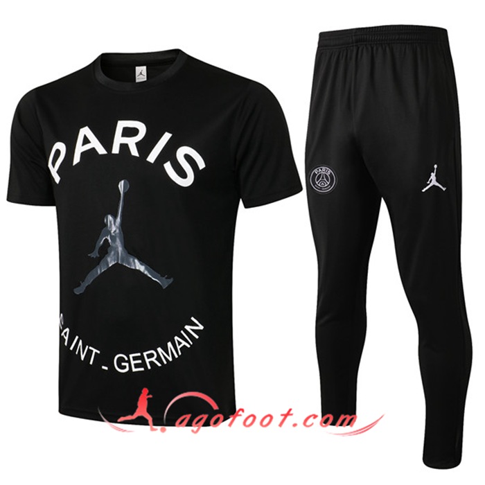 Ensemble Training T-Shirts PSG Jordan + Pantalon Blanc/Noir 2021/2022