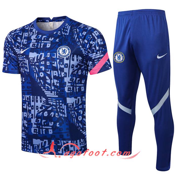 Ensemble Training T-Shirts FC Chelsea + Pantalon Bleu 2021/2022