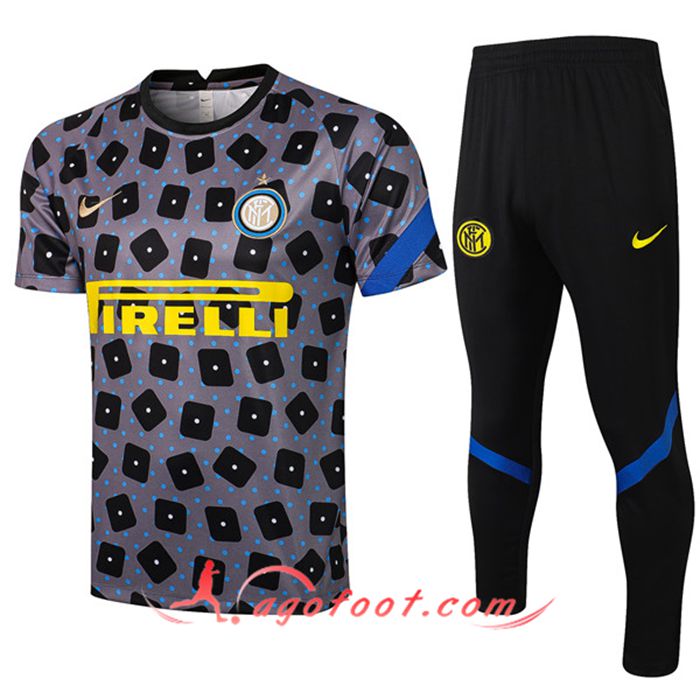 Ensemble Training T-Shirts Inter Milan + Pantalon Noir/Grise 2021/2022