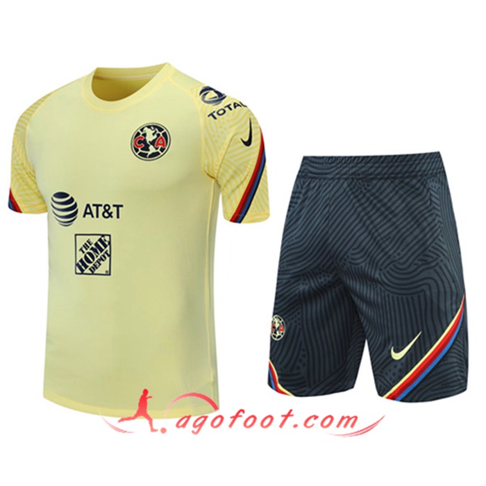 Ensemble Training T-Shirts Club America + Shorts Jaune 2021/2022