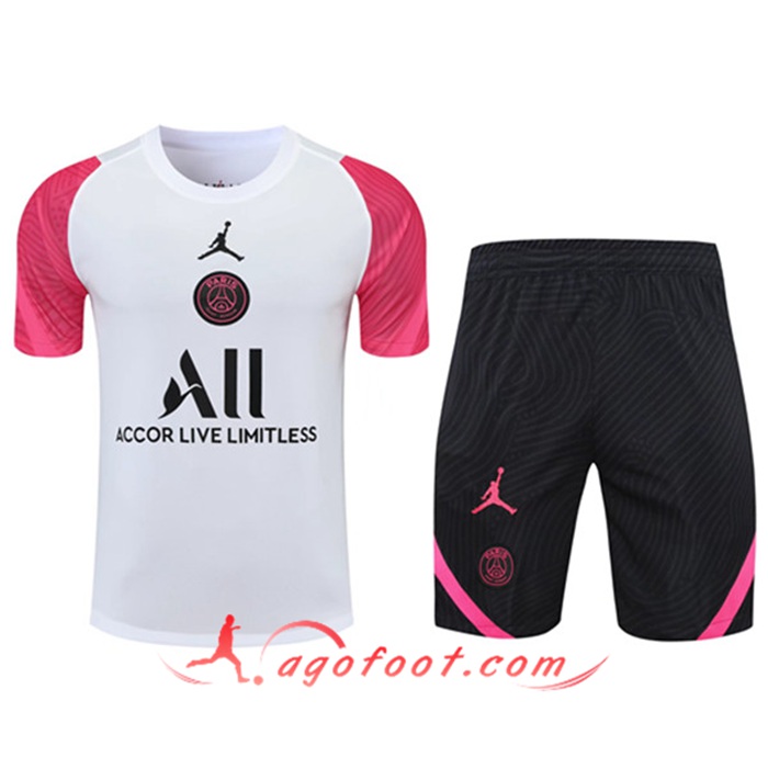 Ensemble Training T-Shirts PSG Jordan + Shorts Blanc/Rose 2021/2022