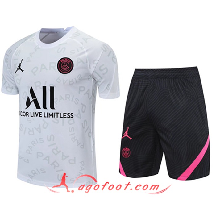 Ensemble Training T-Shirts PSG Jordan + Shorts Blanc 2021/2022