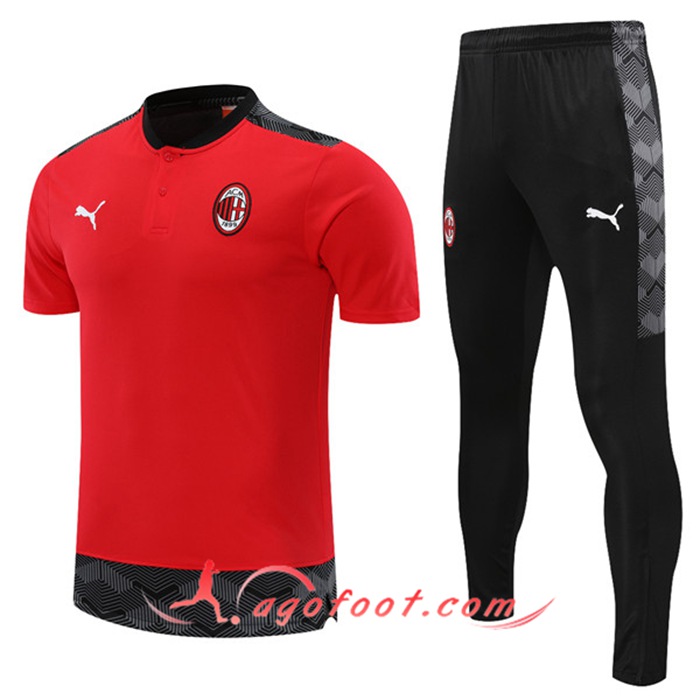 Ensemble Training T-Shirts Milan AC + Pantalon Rouge 2021/2022