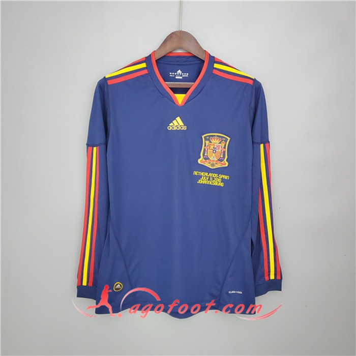 Maillot de Foot Espagne Retro Exterieur Manche Longue 2010