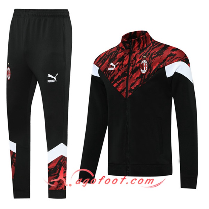 Ensemble Veste Survetement de Foot Milan AC Rouge/Noir 2021/2022