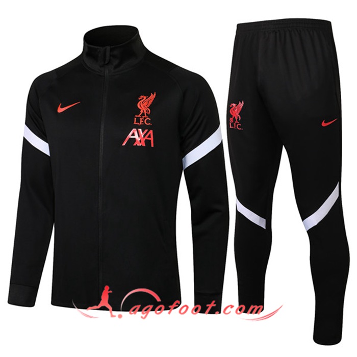 Ensemble Veste Survetement de Foot FC Liverpool Noir 2021/2022