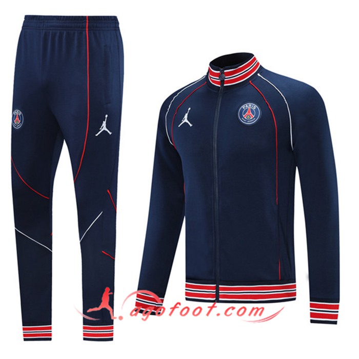 Ensemble Veste Survetement de Foot Jordan PSG Bleu Marin 2021/2022