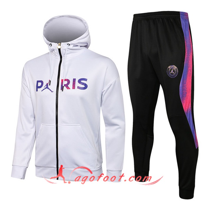 Ensemble Veste A Capuche Veste Survetement Jordan PSG Blanc 2021/2022