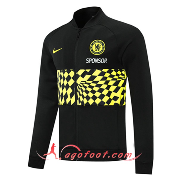 Nouveaux Veste Foot FC Chelsea Noir/Jaune 2021/2022