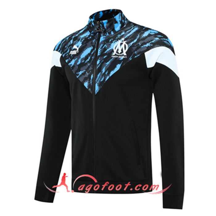 Nouveaux Veste Foot Marseille OM Noir/Bleu 2021/2022