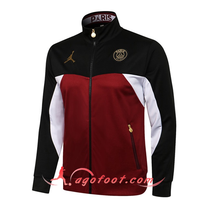 Nouveaux Veste Foot Jordan PSG Noir/Rouge 2021/2022