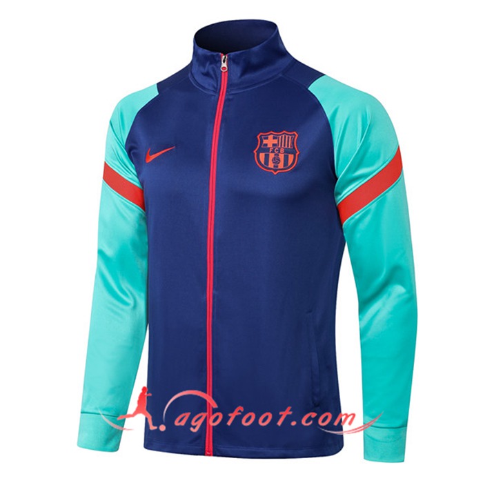 Nouveaux Veste Foot FC Barcelone Bleu/Vert 2021/2022