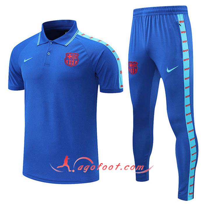 Ensemble Polo FC Barcelone + Pantalon Bleu 2021/2022 -01