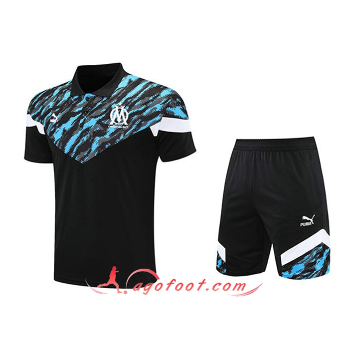 Ensemble Polo Marseille OM + Shorts Noir/Bleu 2021/2022