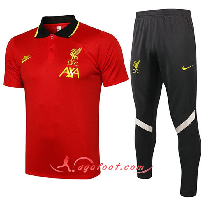 Ensemble Polo FC Liverpool + Pantalon Rouge/Noir 2021/2022