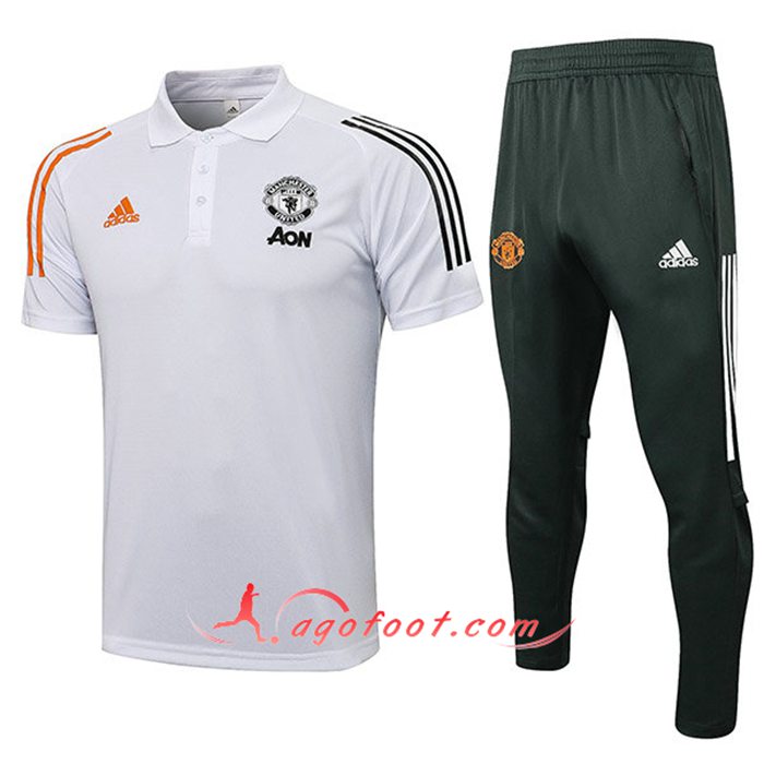 Ensemble Polo Manchester United + Pantalon Blanc 2021/2022