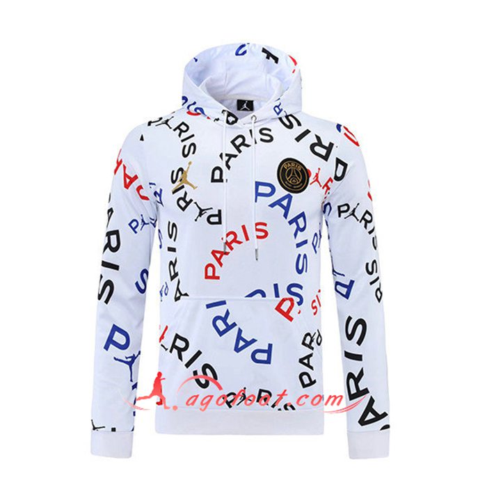 Sweatshirt Training Capuche Jordan PSG Blanc 2021/2022