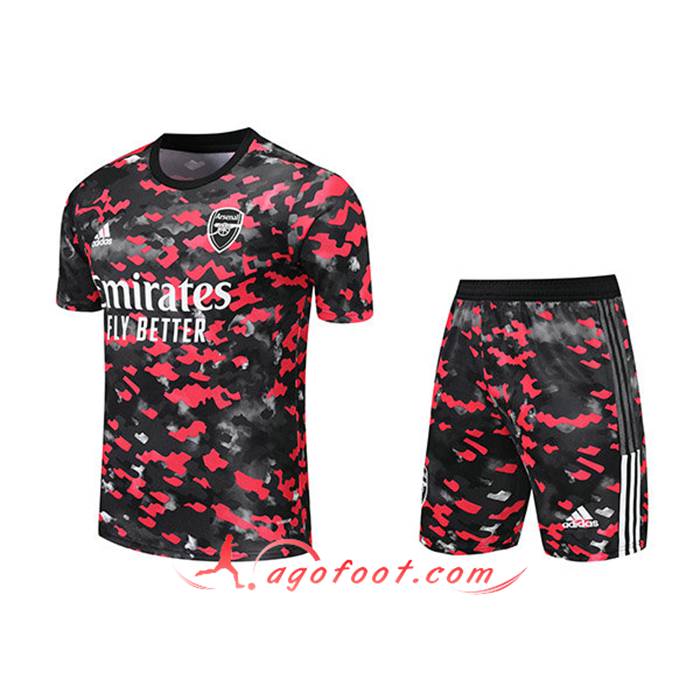 Ensemble Training T-Shirts Arsenal + Shorts Rouge/Noir 2021/2022