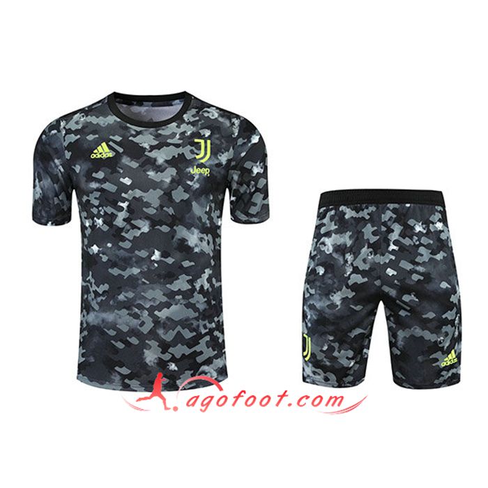 Ensemble Training T-Shirts Juventus + Shorts Gris/Noir 2021/2022