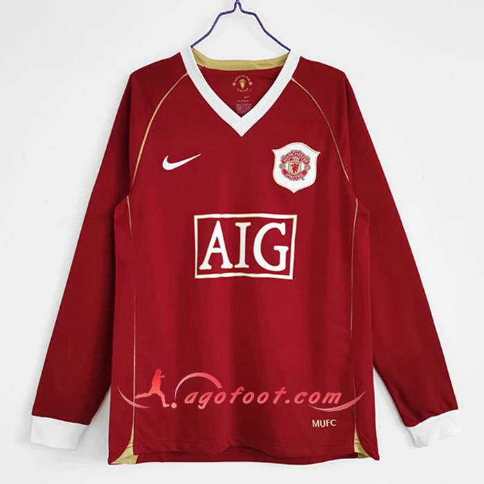 Maillot de Foot Manchester United Retro Domicile Manche Longue 2006/2007