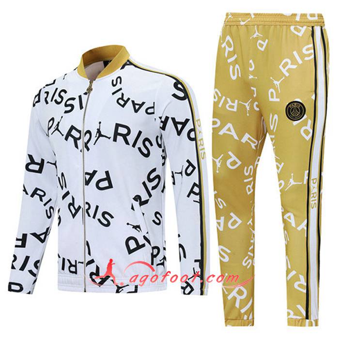 Ensemble Survetement de Foot - Veste Jordan PSG Blanc 2021/2022