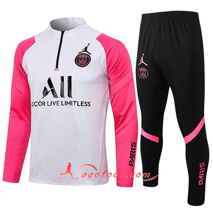 Ensemble Survetement de Foot Jordan PSG Enfant Rose/Blanc 2020/2021