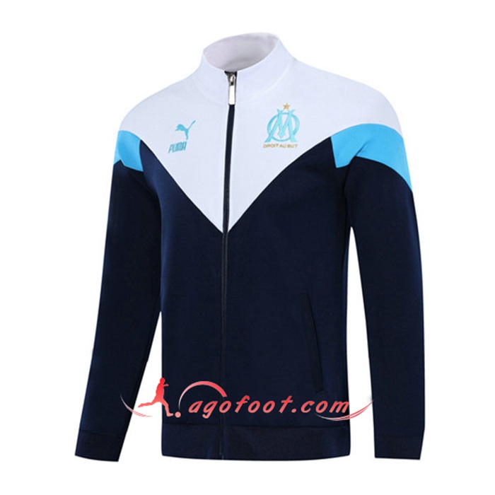 Nouveaux Veste Foot Marseille OM Blanc/Bleu Marin 2021/2022