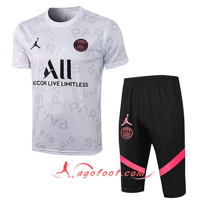 Ensemble Training T-Shirts Jordan PSG + Short Gris 2021/2022