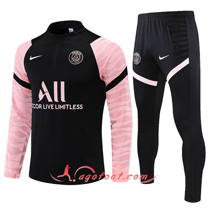 Ensemble Survetement de Foot Jordan PSG Noir/Rose 2021/2022