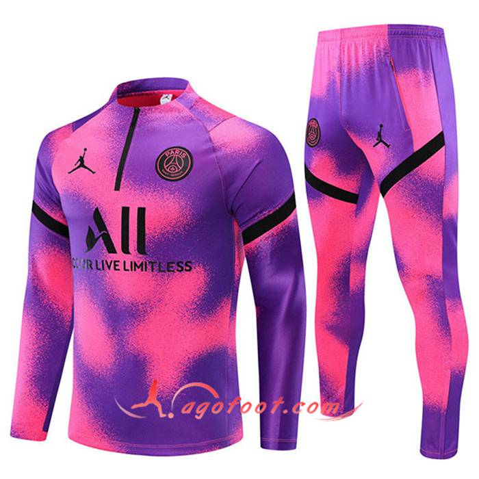Ensemble Survetement de Foot Jordan PSG Rouge/Pouple 2021/2022