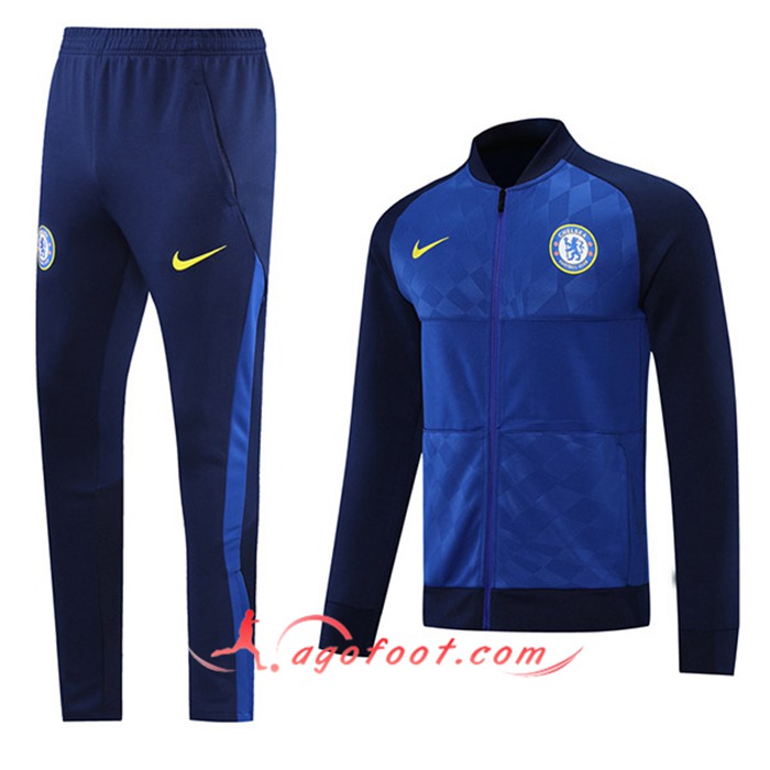 Ensemble Survetement de Foot FC Chelsea Version Du Joueur Bleu Marin 2021/2022