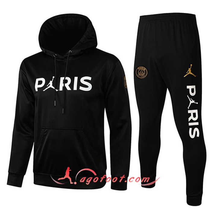 Ensemble Veste A Capuche Survetement Foot Jordan PSG Noir 2021/2022