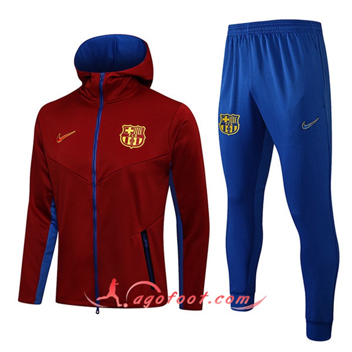 Ensemble Veste A Capuche Survetement FC Barcelone Rouge 2021/2022