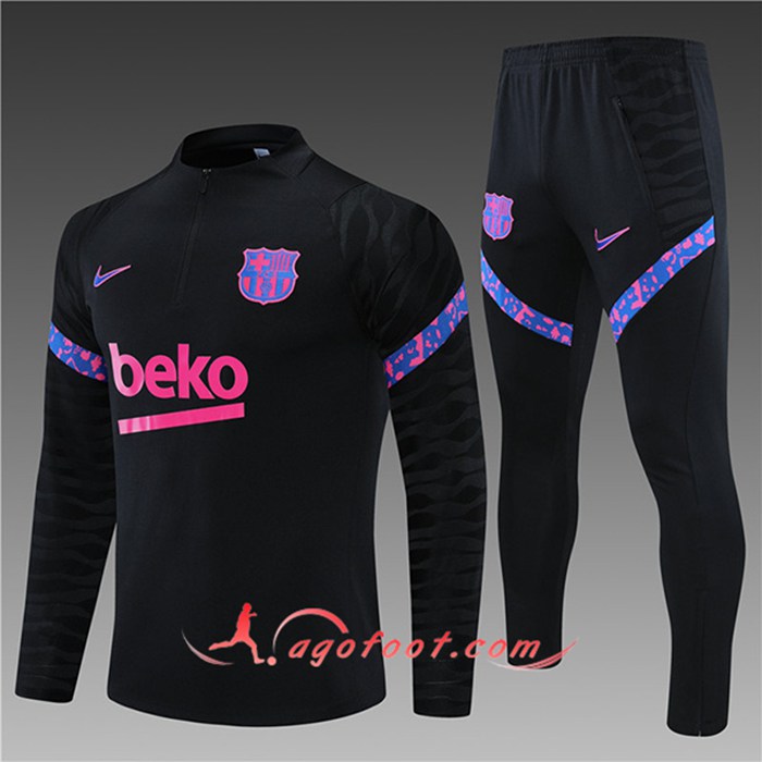 Ensemble Survetement de Foot FC Barcelone Enfant Noir 2021/2022