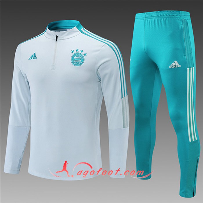 Ensemble Survetement de Foot Bayern Munich Enfant Blanc 2021/2022