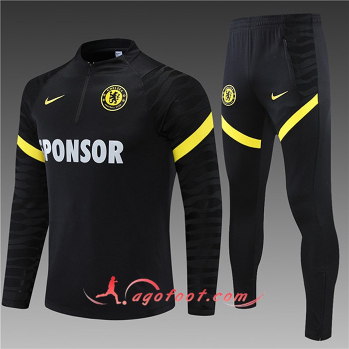 Ensemble Survetement de Foot FC Chelsea Enfant Noir 2021/2022
