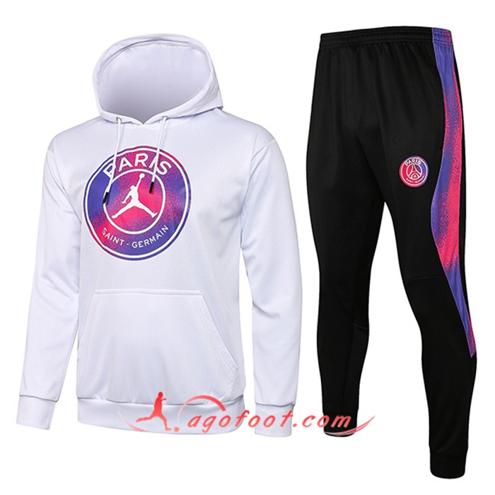 Ensemble Veste A Capuche Survetement Jordan PSG Enfant Blanc 2021/2022-2