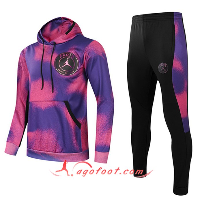 Ensemble Veste A Capuche Survetement Jordan PSG Enfant Pourpre 2021/2022-1