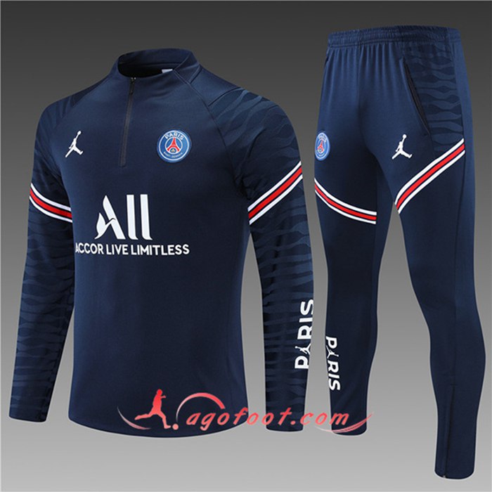 Ensemble Survetement de Foot Jordan PSG Enfant Bleu Marin 2021/2022