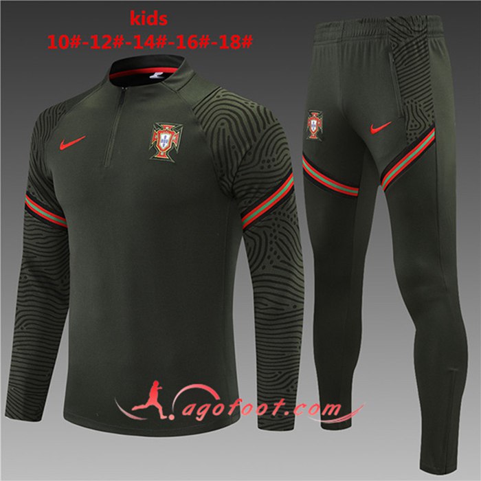 Ensemble Survetement de Foot Portugal Enfant Vert Fonce 2021/2022