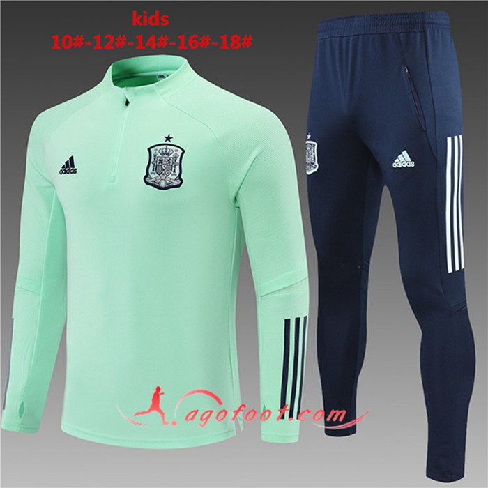 Ensemble Survetement de Foot Espagne Enfant Vert Clair 2021/2022