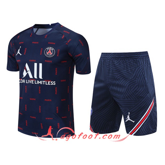 Ensemble Training T-Shirts Jordan PSG + Short Bleu Marin 2021/2022