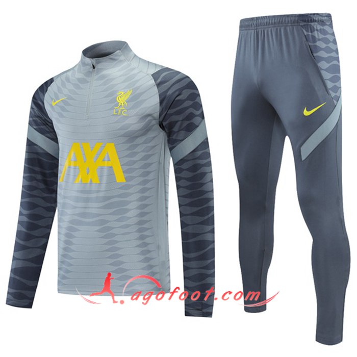 Ensemble Survetement de Foot FC Liverpool Gris 2021/2022